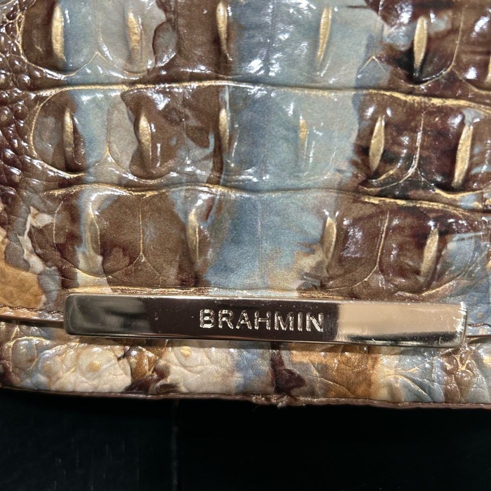 Brahmin Nadine Caribou Melbourne Croc embossed Shoulder/Crossbody Leather Bag - Picture 3 of 13